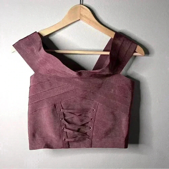 Fashion Nova NWT Crop top, mauve bodycon, size M - Picture 1 of 4